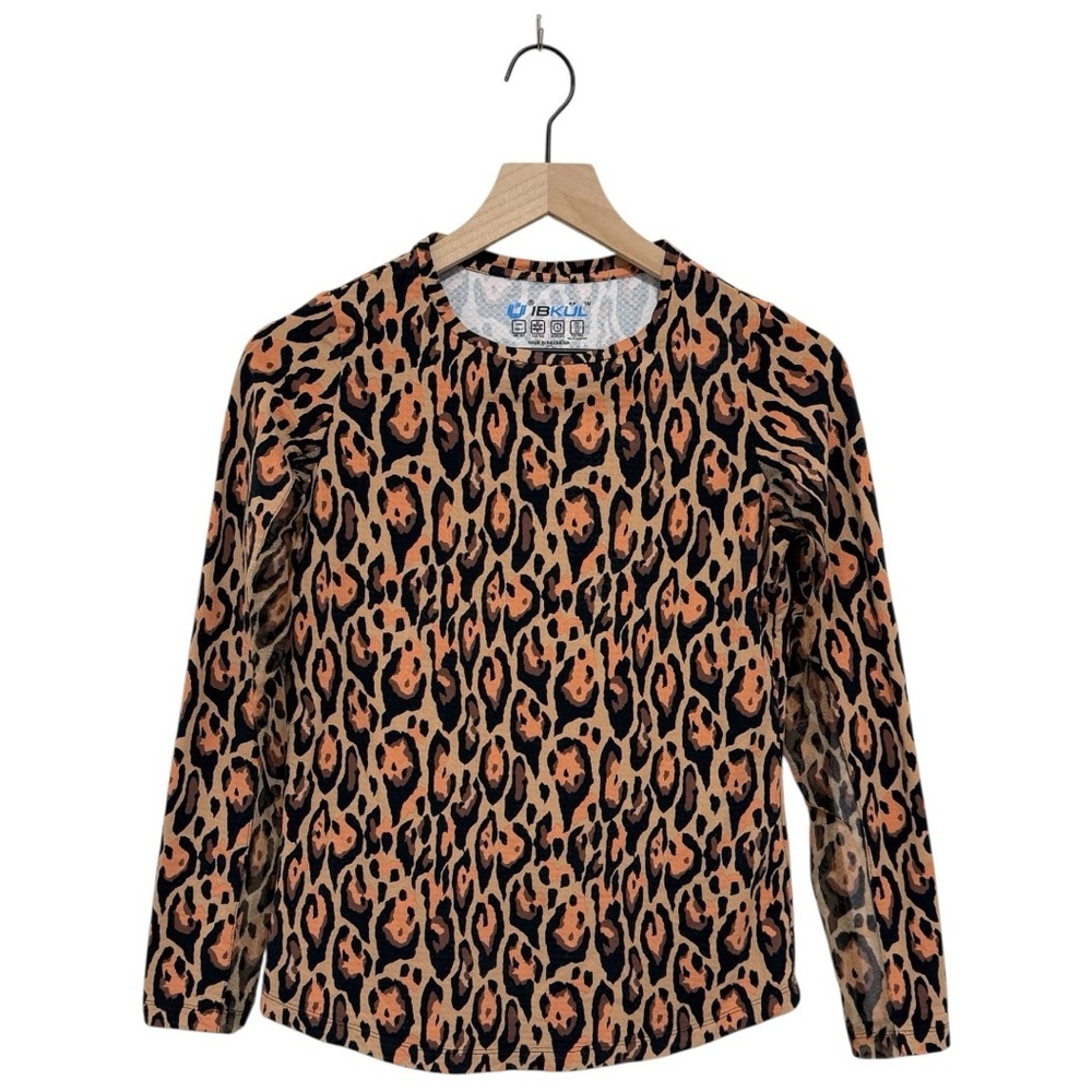 IBKUL Leopard Print Long Sleeve Performance Top Size‎ XS – UPF 50+, Cool Feel